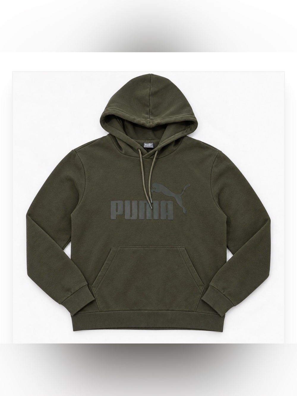 PUMA Men’s XL Forest Night Olive Tonal Logo Pullover Hoodie